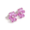 Pink Sapphire Diamond Flower Earrings Studs