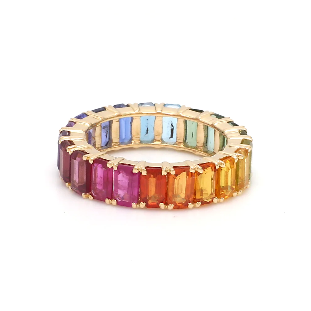 Rainbow Sapphire Vibrant Eternity Ring