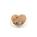 Rainbow Sapphire Heart Brushed Signet Ring