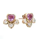 Pink Sapphire Heart And Diamond Studs