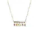 Rainbow Gemstone Baguette and Diamond Pendant