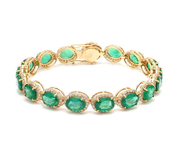 Emerald East West Oval Diamond Bracelet