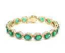 Emerald East West Oval Diamond Bracelet