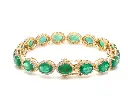 Emerald East West Oval Diamond Bracelet