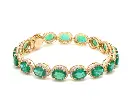 Emerald East West Oval Diamond Bracelet