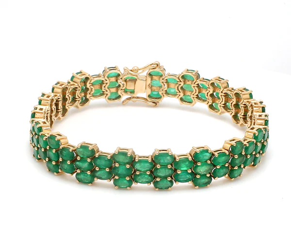 Emerald Oval Three Line Bracelet