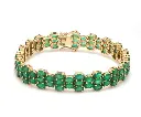 Emerald Oval Three Line Bracelet