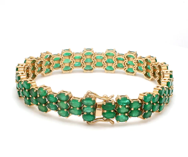 Emerald Oval Three Line Bracelet