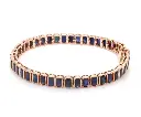 Blue Sapphire Emerald Cut Bezel Set Tennis Bracelet