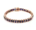 Blue Sapphire Emerald Cut Bezel Set Tennis Bracelet