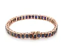 Blue Sapphire Emerald Cut Bezel Set Tennis Bracelet