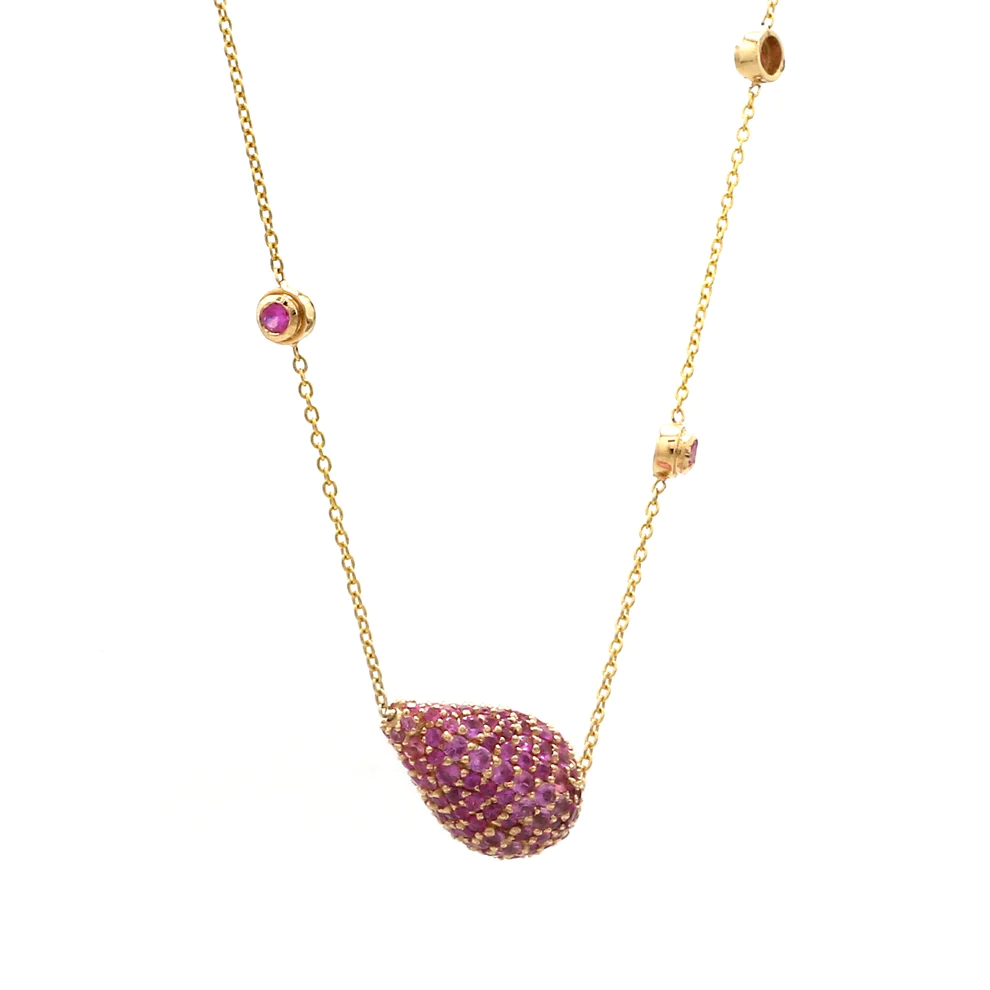 Pink sapphire Pave Drop Pendant