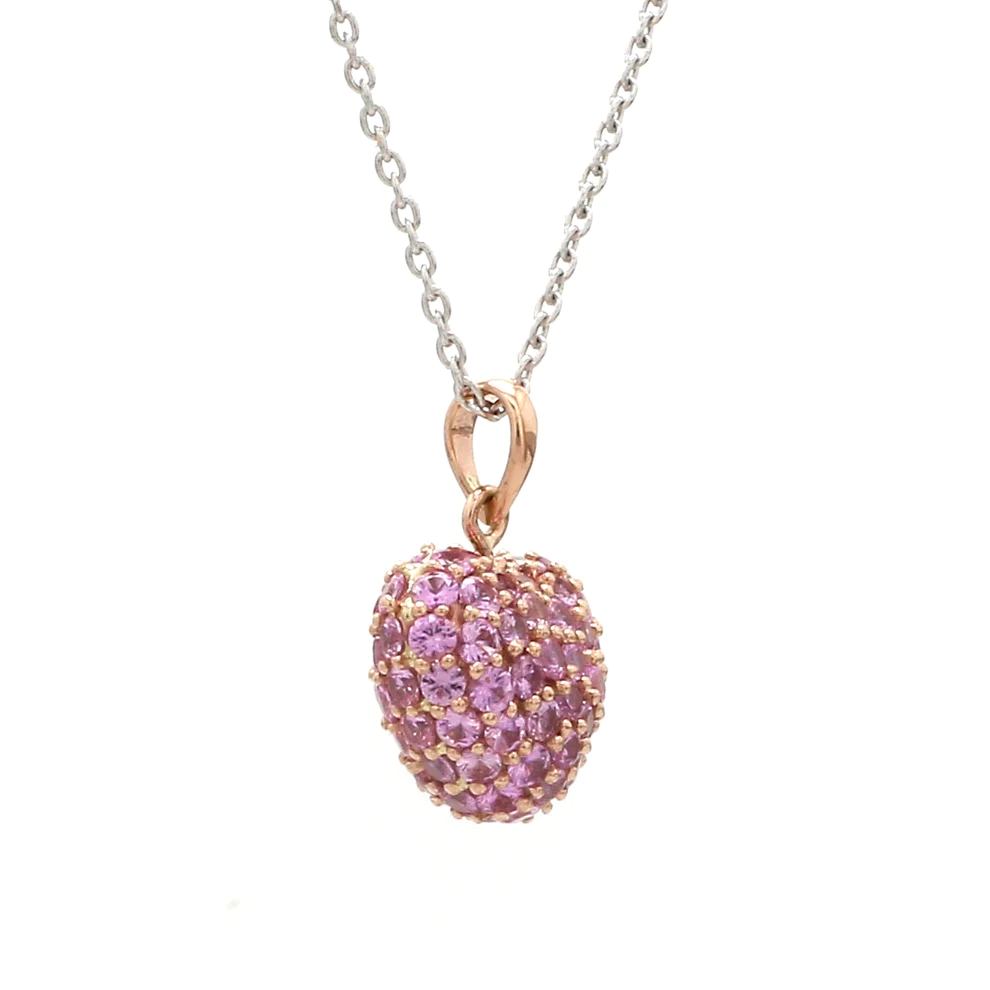 Pink Sapphire Pave Heart Pendant