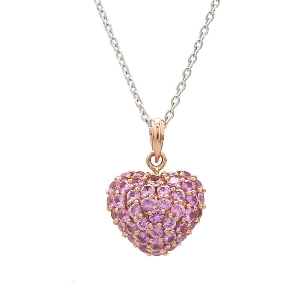 Pink Sapphire Pave Heart Pendant