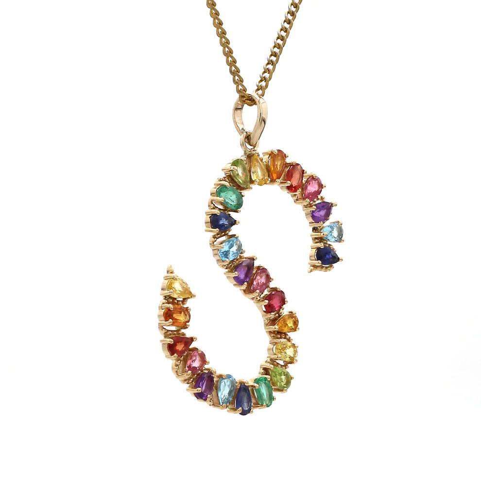 Rainbow Gemstone S Big Pendant