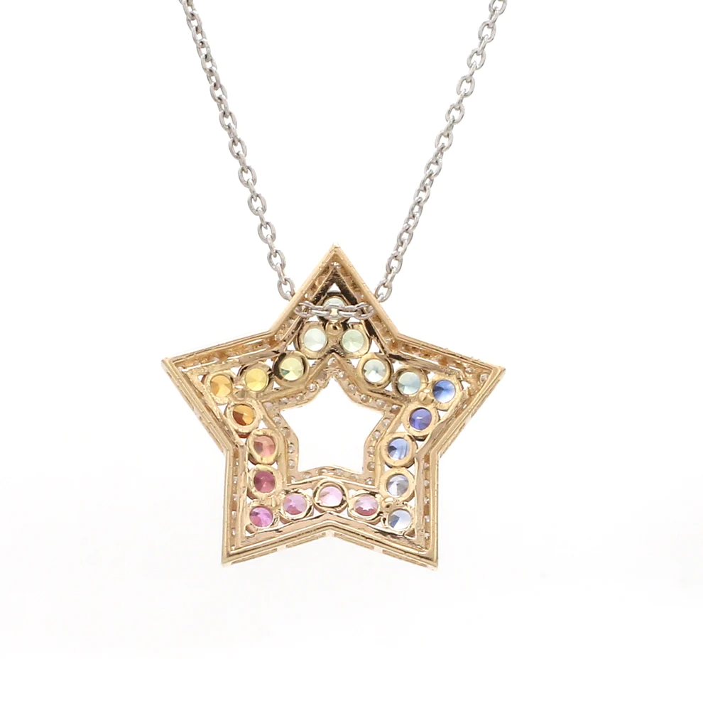 Rainbow Sapphire Star Pendant