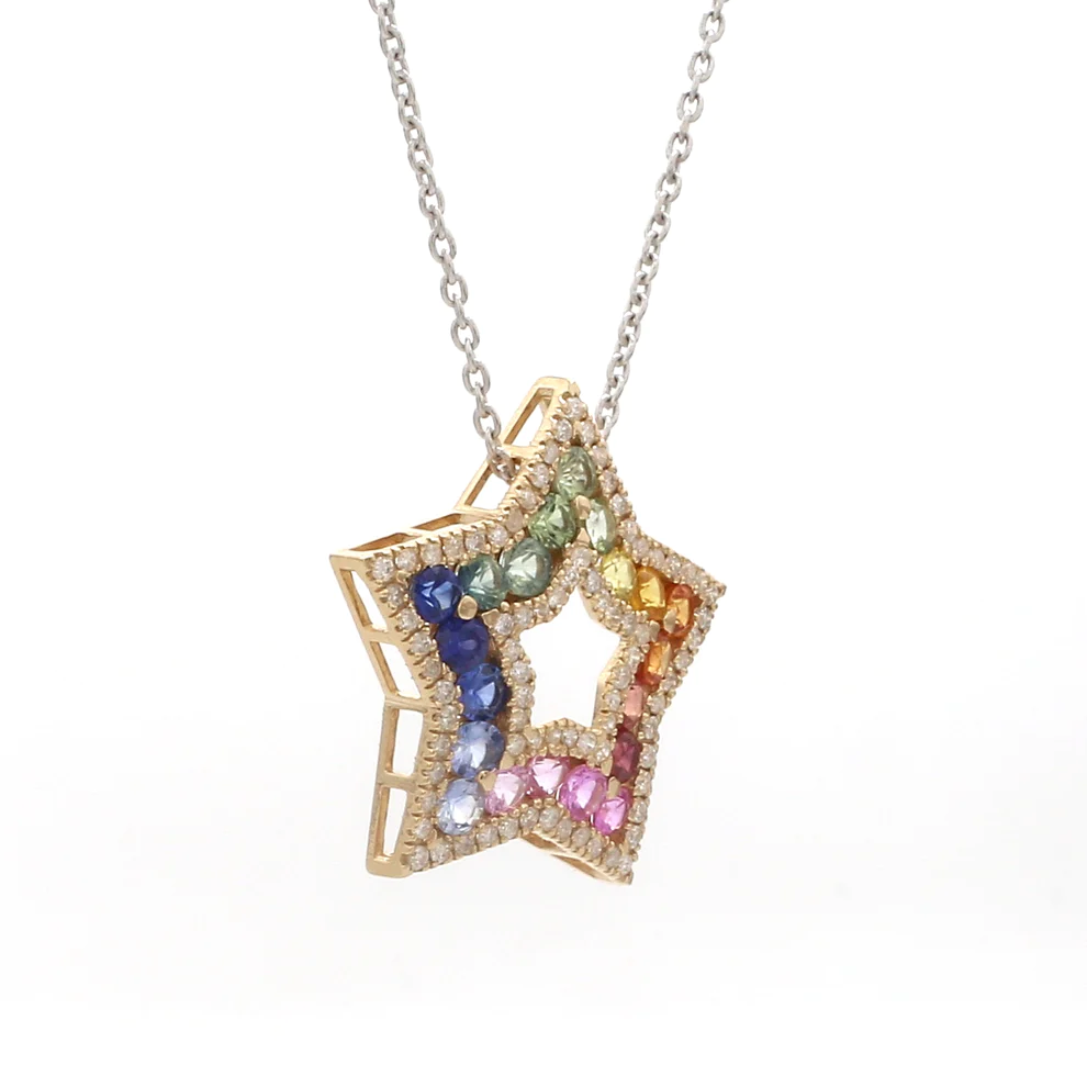 Rainbow Sapphire Star Pendant