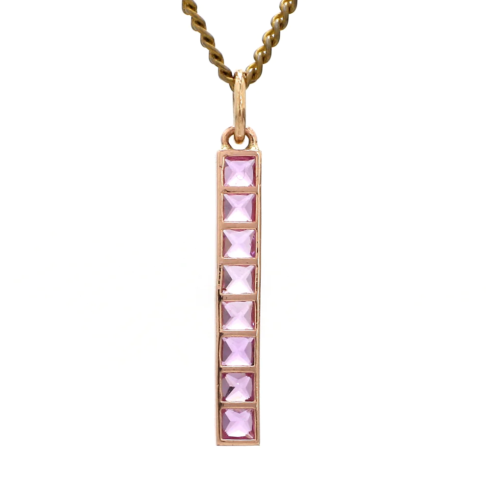 Pink Sapphire Bar Pendant