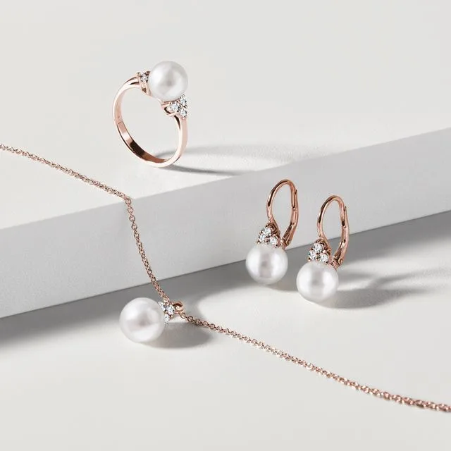 Pearl & Diamond Classic Jewelry Set