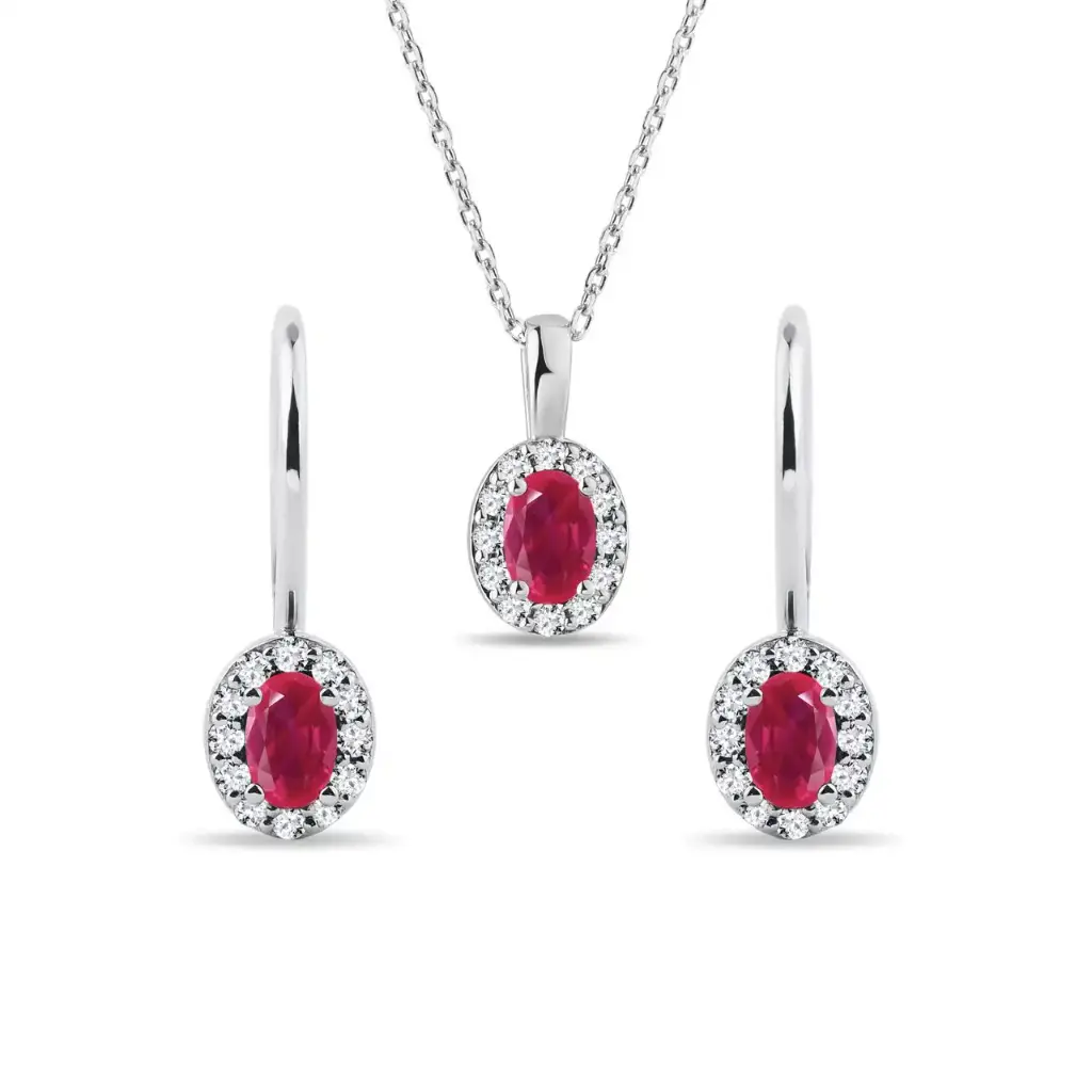 Ruby & Diamond Halo Set