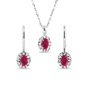 Ruby & Diamond Halo Set