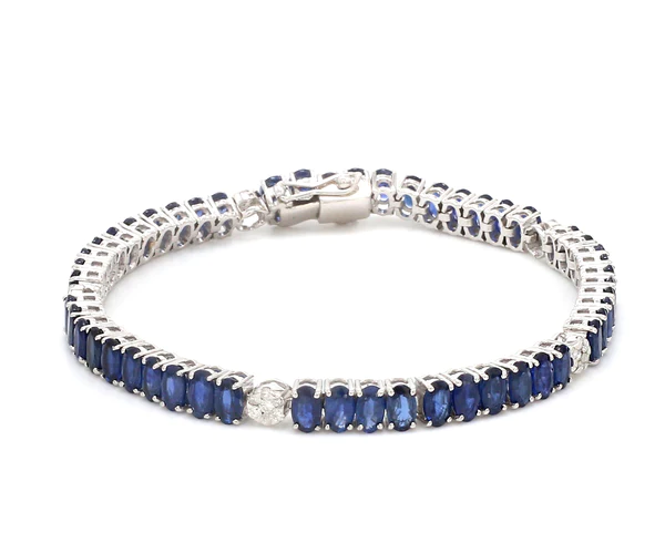 Blue Sapphire Oval Diamond Bracelet