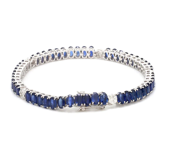 Blue Sapphire Oval Diamond Bracelet