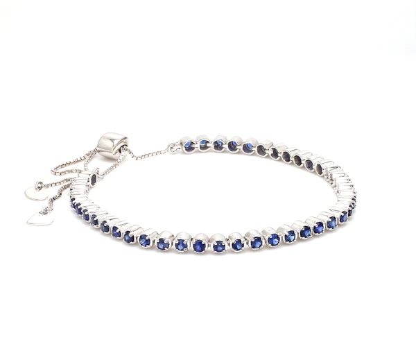 Blue Sapphire Round Bolo Chain Bracelet