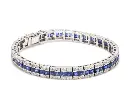 Blue Sapphire Princess Cut and Diamond Bracelet