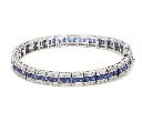 Blue Sapphire Princess Cut and Diamond Bracelet