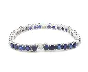 Blue Sapphire and Diamond Princess Cut Bracelet