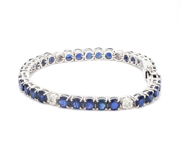 Blue Sapphire and Diamond Princess Cut Bracelet