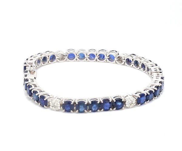 Blue Sapphire and Diamond Princess Cut Bracelet