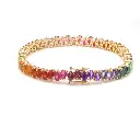 Rainbow Gemstone Pear Alternate Tennis Bracelet