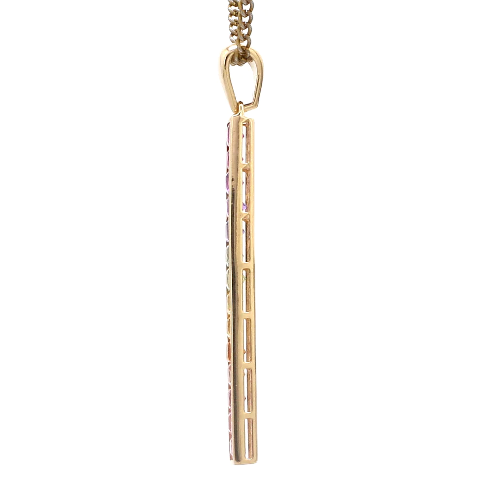 Rainbow Sapphire Vertical Bar Pendant