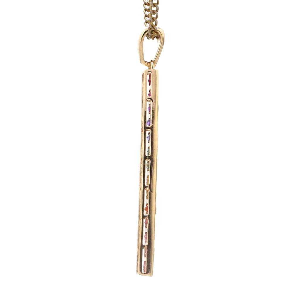 Rainbow Sapphire Vertical Bar Pendant