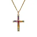 Rainbow Sapphire Cross Pendant