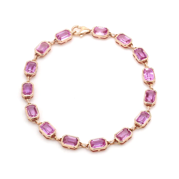 Pink Sapphire Bezel Set Tennis Bracelet