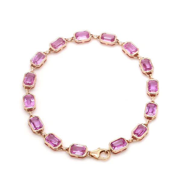 Pink Sapphire Bezel Set Tennis Bracelet