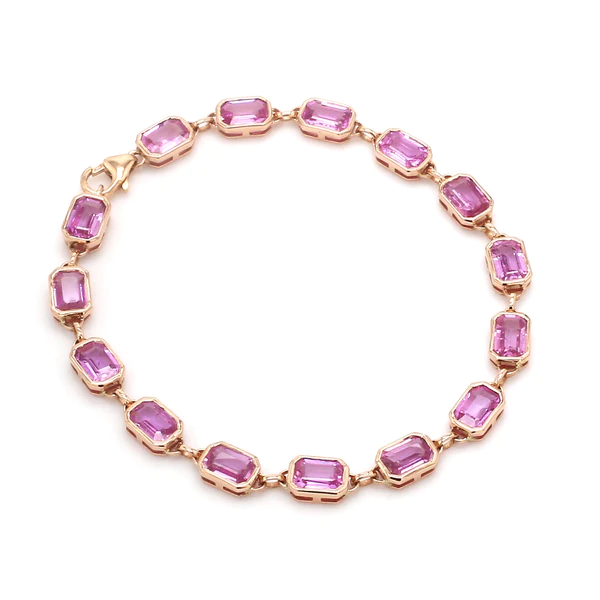 Pink Sapphire Bezel Set Tennis Bracelet