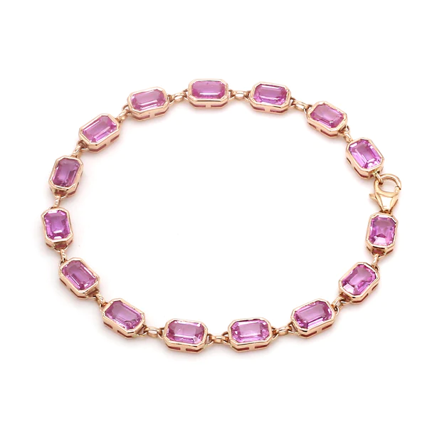 Pink Sapphire Bezel Set Tennis Bracelet