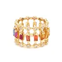 Rainbow Sapphire Baguettes Diamond Ring