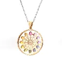 Rainbow Sapphire Oval and Diamond Disc Pendant