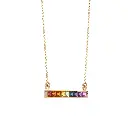 Rainbow Gemstone Horizontal Bar Pendant