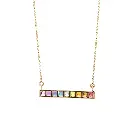 Rainbow Gemstone Horizontal Bar Pendant