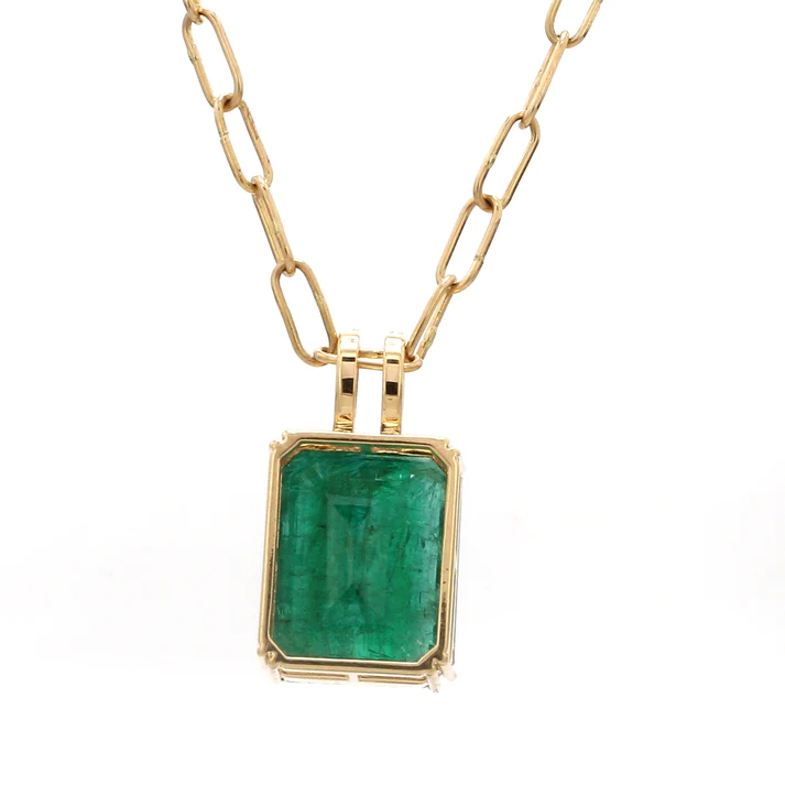 Emerald Big Solitaire Necklace