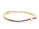 Rainbow Sapphire Heart Diamond Tennis Bracelet