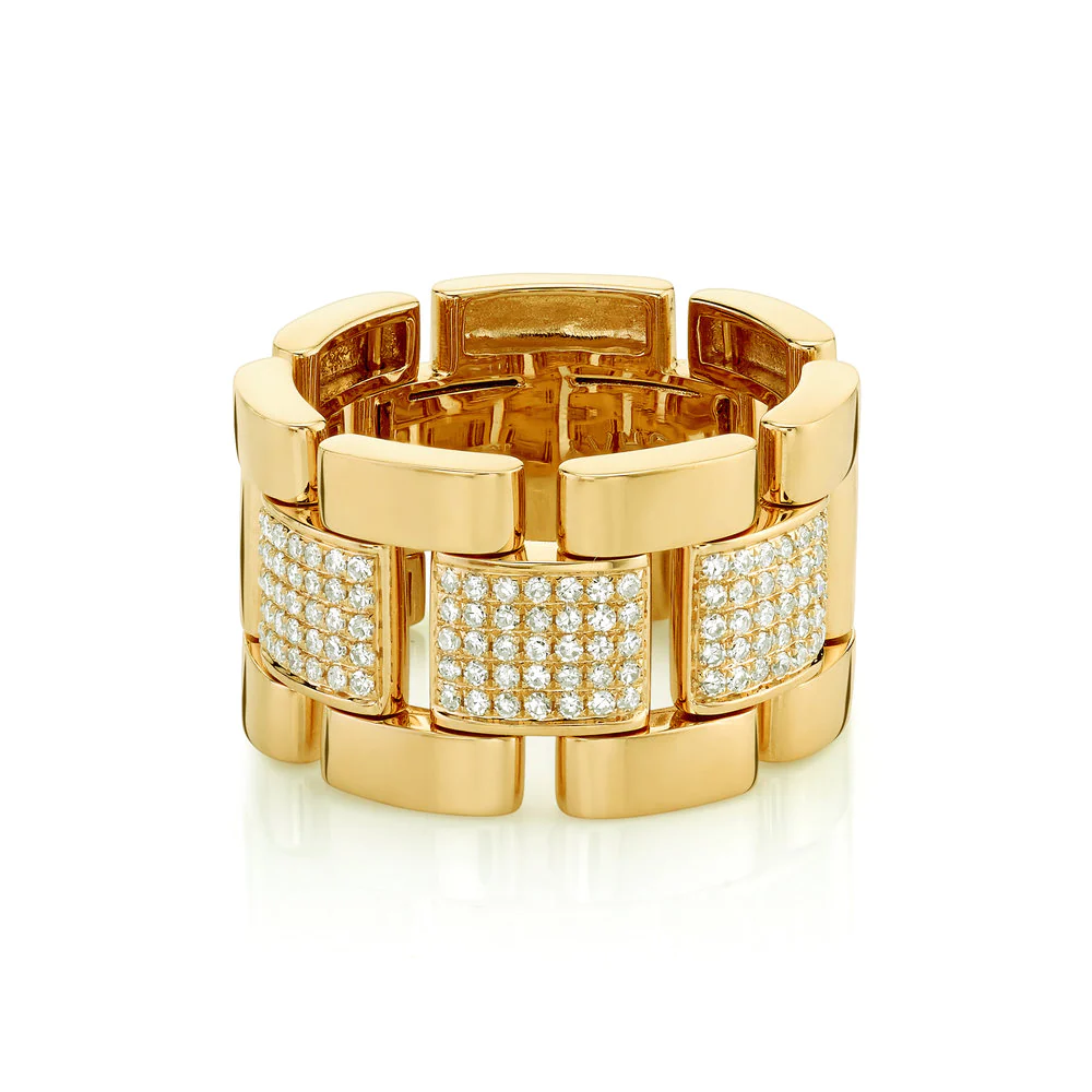 Men's Partial Diamond Journey Link Ring