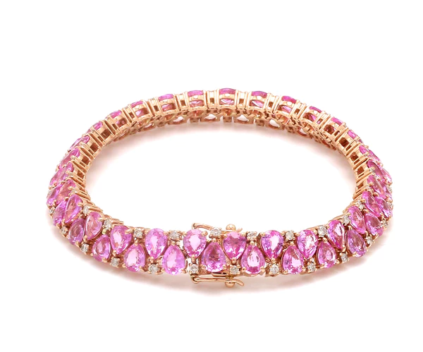 Pink Sapphire Pear Cut Upside Down Tennis Bracelet