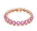 Pink Sapphire Oval Diamond Tennis Bracelet